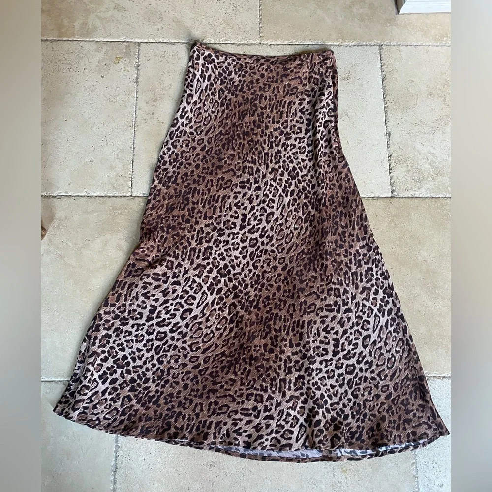 Rixo Kelly Leopard 100% Silk Midi Skirt Small $280 - Picture 2 of 8